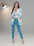 Elegantes Damen Zweiteiler-Anzugset | Print-Blazer & High-Waist-Hose